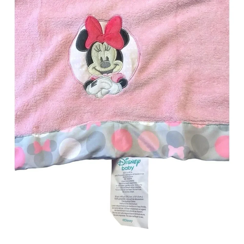 Pink Disney Baby‎ Minnie Mouse Baby Blanket Pink Gray Soft And Cuddly 30”x40”